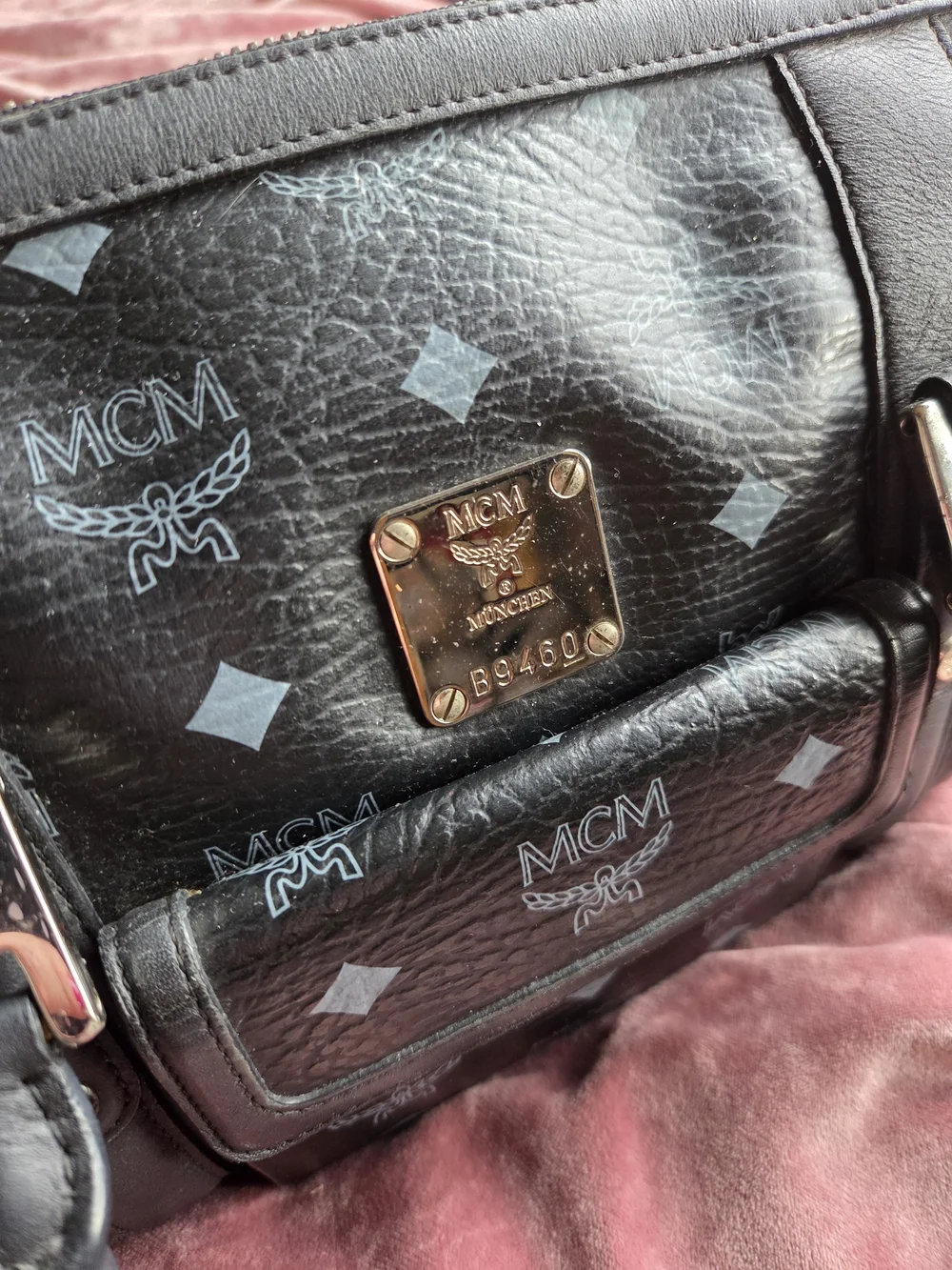 Authentic MCM Visetos Black Boston Bag